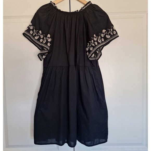 💙 Old Navy Cotton Embroidered Lined Pockets Dress Size L/XL Fall Cottage Boho - Picture 6 of 7